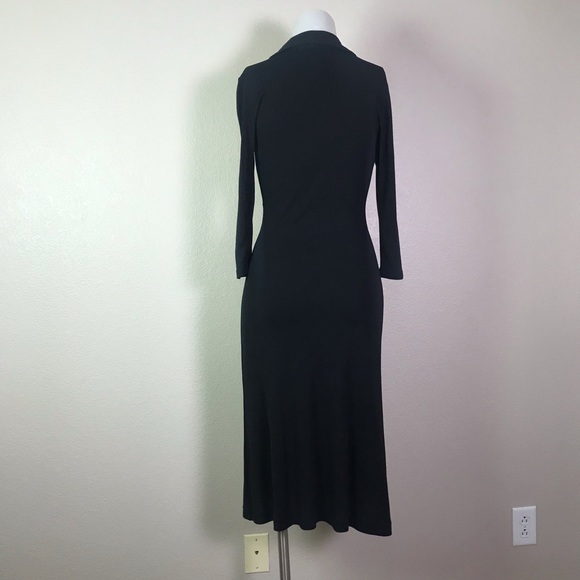 BANANA REPUBLIC BLACK STRETCH 3/4 SLEEVE DRESS - Picture 4 of 7